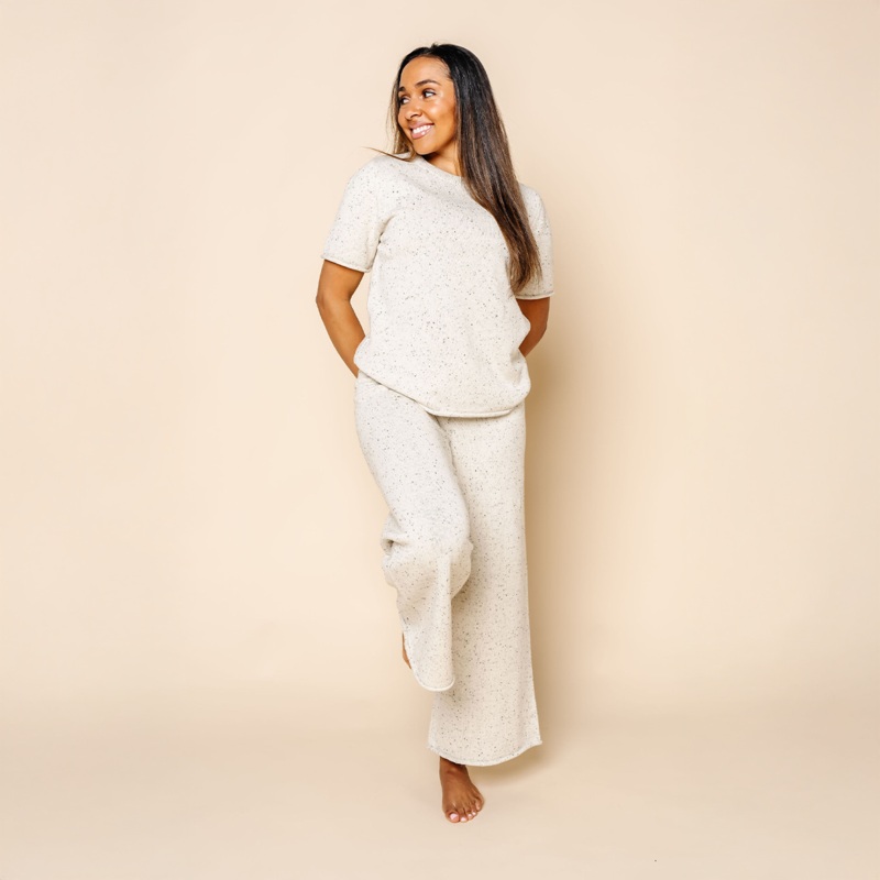 Knit Women’s Short Sleeve Tee – Cream Speckle