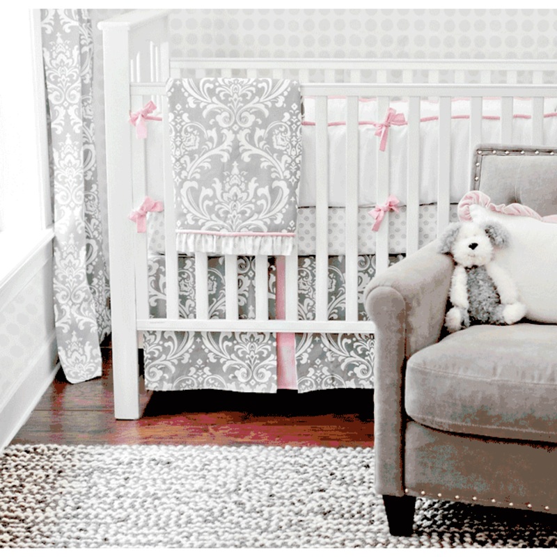 New Arrivals Stella Gray 2 Piece Baby Crib Bedding Set