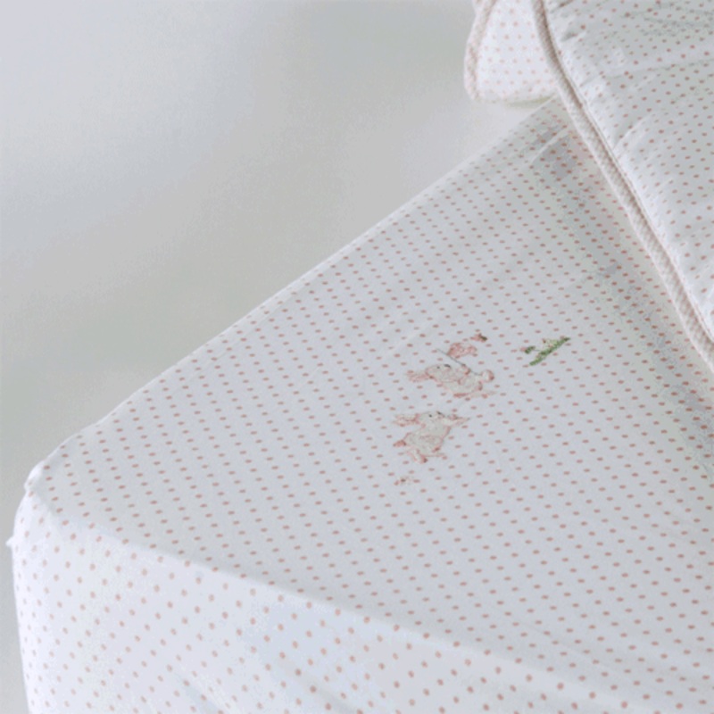 Gordonsbury Bunny Tea Party Embroidered Crib Sheet