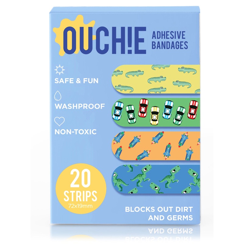 ‘Ouchie Printed Bandages’  20-Pack (Blue)